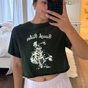 Brandy Melville Green Graphic Cropped Tee
